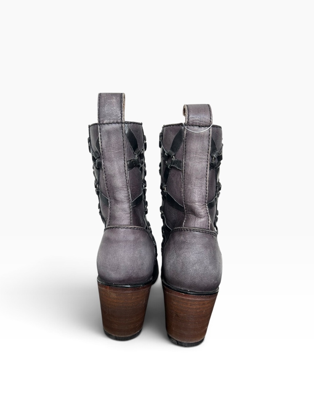 Corral Grey Distressed Fringe Kiltie Lace up Heeled Boot Size 7 - Picture 6 of 8
